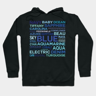 Word Cloud - Shades of Blue (White Background) Hoodie